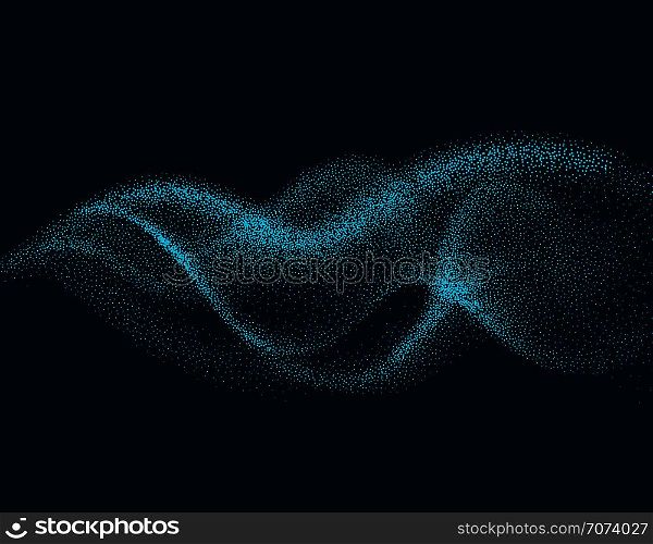 Digital flow wave with particles in motion. Abstract smoke effect background. Smoke motion with particle, wave effect flow energy illustration vector. Digital flow wave with particles in motion. Abstract smoke effect background