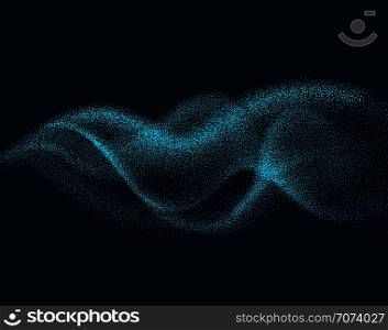 Digital flow wave with particles in motion. Abstract smoke effect background. Smoke motion with particle, wave effect flow energy illustration vector. Digital flow wave with particles in motion. Abstract smoke effect background