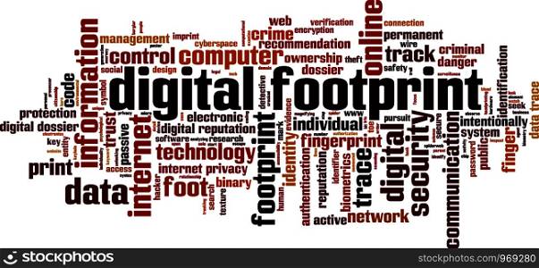 Digital footprint word cloud concept. Vector illustration