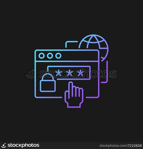 Digital foundation skills gradient vector icon for dark theme. Gaining basic IT competencies. Keeping passwords safe. Thin line color symbol. Modern style pictogram. Vector isolated outline drawing. Digital foundation skills gradient vector icon for dark theme
