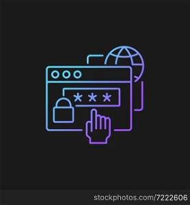 Digital foundation skills gradient vector icon for dark theme. Gaining basic IT competencies. Keeping passwords safe. Thin line color symbol. Modern style pictogram. Vector isolated outline drawing. Digital foundation skills gradient vector icon for dark theme