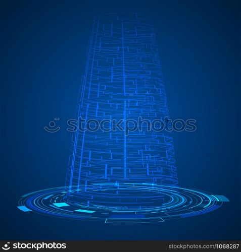 Digital futuristic technology background vector illustration. Global isometric ecosystem. Abstract cyberspace network innovation design. For iot, smarthome connection, web internet of things template