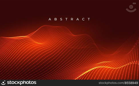 digital glowing orange wave lines background design