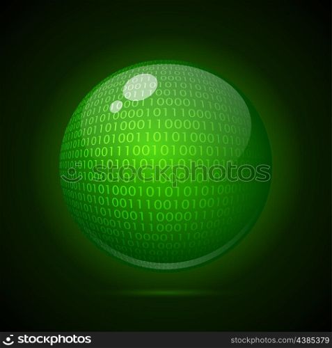 Digital green globe on a dark background