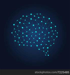 Digital human brain from nodes and connections. Futuristic neural network. Vector geometric illustration on dark background. Digital human brain from nodes and connections. Futuristic neural network. Vector geometric illustration