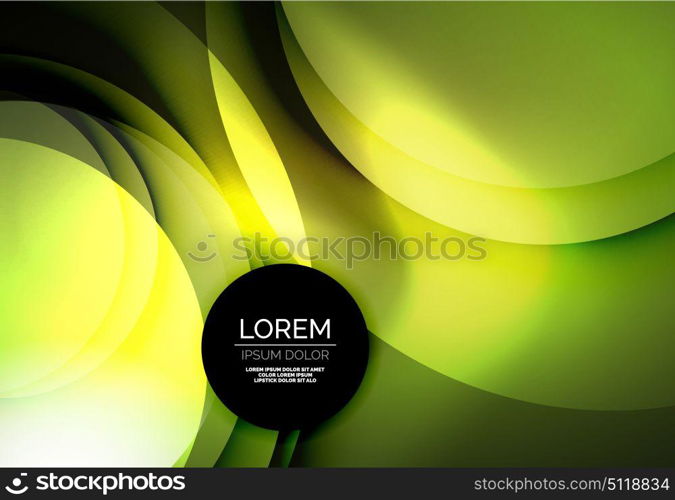 Digital illustration, glowing waves and circles. Vector digital illustration, glowing waves and circles