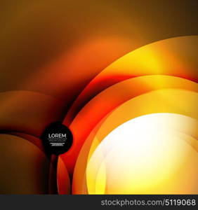 Digital illustration, glowing waves and circles. Vector digital illustration, glowing waves and circles