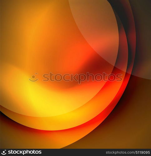 Digital illustration, glowing waves and circles. Vector digital illustration, glowing waves and circles