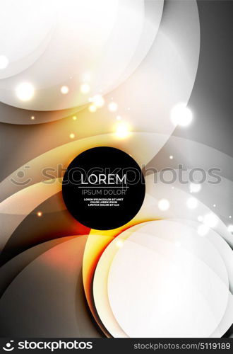 Digital illustration, glowing waves and circles. Vector digital illustration, glowing waves and circles