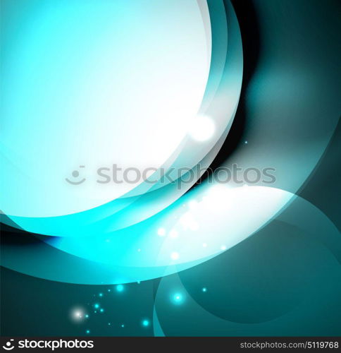 Digital illustration, glowing waves and circles. Vector digital illustration, glowing waves and circles