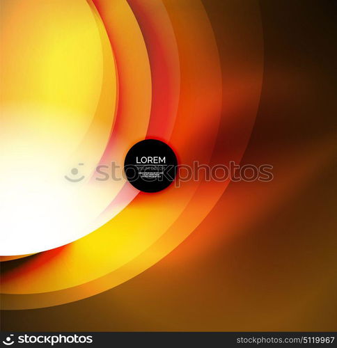 Digital illustration, glowing waves and circles. Vector digital illustration, glowing waves and circles