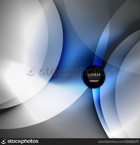 Digital illustration, glowing waves and circles. Vector digital illustration, glowing waves and circles