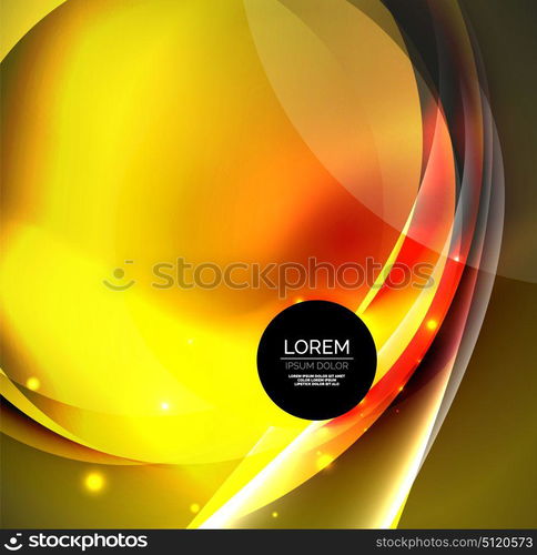 Digital illustration, glowing waves and circles. Vector digital illustration, glowing waves and circles