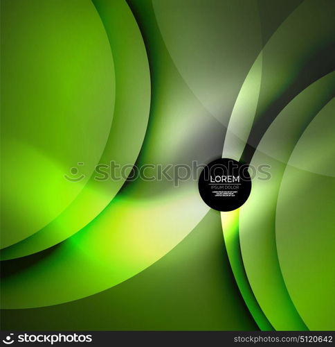 Digital illustration, glowing waves and circles. Vector digital illustration, glowing waves and circles