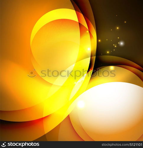 Digital illustration, glowing waves and circles. Vector digital illustration, glowing waves and circles