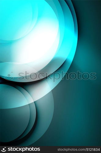 Digital illustration, glowing waves and circles. Vector digital illustration, glowing waves and circles