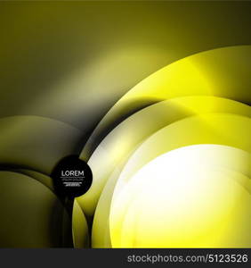 Digital illustration, glowing waves and circles. Vector digital illustration, glowing waves and circles