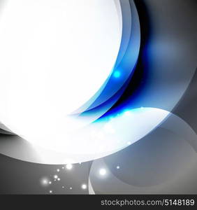 Digital illustration, glowing waves and circles. Vector digital illustration, glowing waves and circles