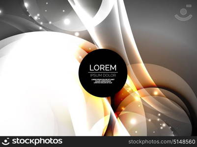 Digital illustration, glowing waves and circles. Vector digital illustration, glowing waves and circles