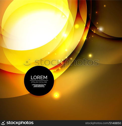 Digital illustration, glowing waves and circles. Vector digital illustration, glowing waves and circles