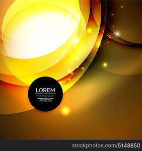 Digital illustration, glowing waves and circles. Vector digital illustration, glowing waves and circles