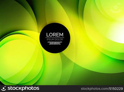 Digital illustration, glowing waves and circles. Vector digital illustration, glowing waves and circles