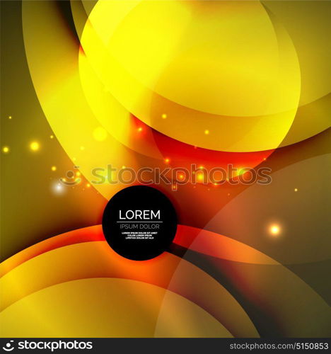 Digital illustration, glowing waves and circles. Vector digital illustration, glowing waves and circles