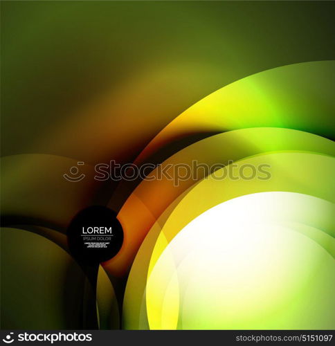 Digital illustration, glowing waves and circles. Vector digital illustration, glowing waves and circles