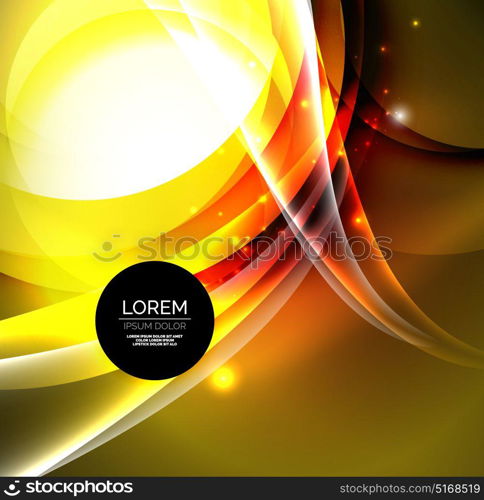 Digital illustration, glowing waves and circles. Vector digital illustration, glowing waves and circles