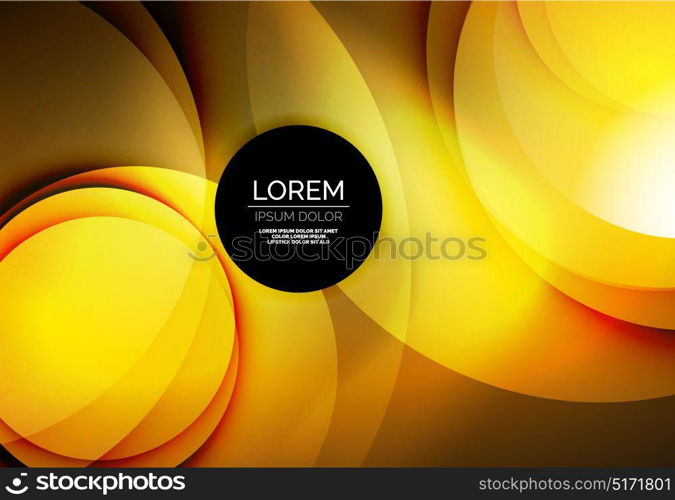 Digital illustration, glowing waves and circles. Vector digital illustration, glowing waves and circles