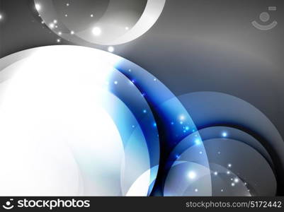 Digital illustration, glowing waves and circles. Vector digital illustration, glowing waves and circles