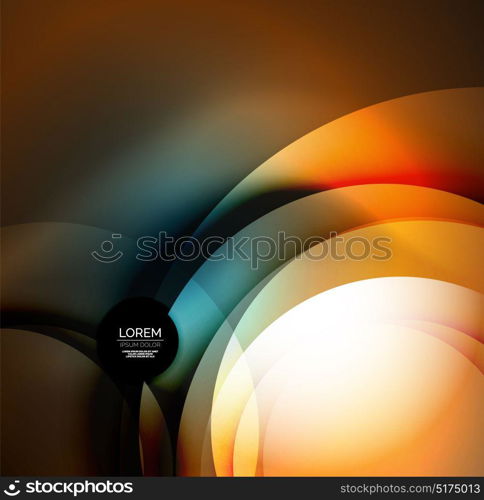 Digital illustration, glowing waves and circles. Vector digital illustration, glowing waves and circles