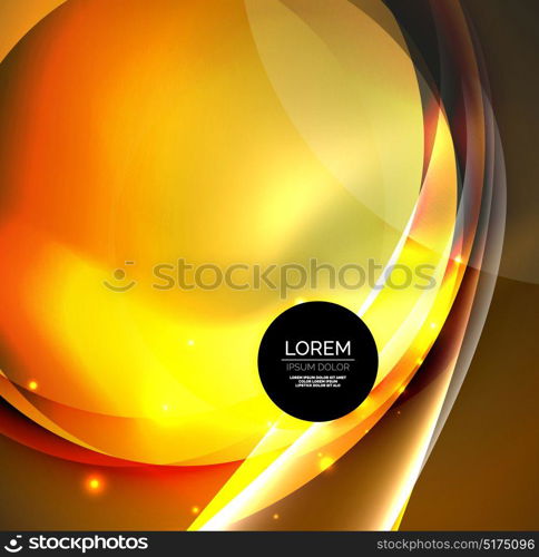 Digital illustration, glowing waves and circles. Vector digital illustration, glowing waves and circles