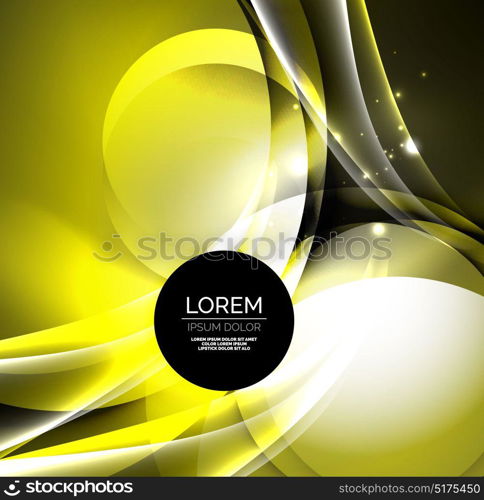 Digital illustration, glowing waves and circles. Vector digital illustration, glowing waves and circles