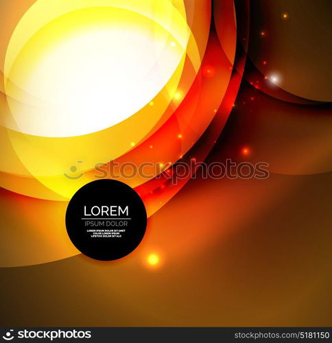 Digital illustration, glowing waves and circles. Vector digital illustration, glowing waves and circles