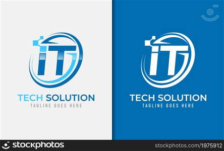 Digital IT tech Logo Illustration with Modern Style Concept. Graphic Design Element.