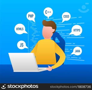 Digital java code text. Computer software coding vector concept. Programming coding script java, digital program code on screen illustration. Vector stock illustration. Digital java code text. Computer software coding vector concept. Programming coding script java, digital program code on screen illustration. Vector stock illustration.