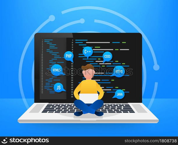 Digital java code text. Computer software coding vector concept. Programming coding script java, digital program code on screen illustration. Vector stock illustration. Digital java code text. Computer software coding vector concept. Programming coding script java, digital program code on screen illustration. Vector stock illustration.