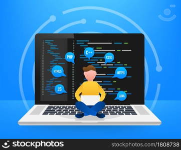 Digital java code text. Computer software coding vector concept. Programming coding script java, digital program code on screen illustration. Vector stock illustration. Digital java code text. Computer software coding vector concept. Programming coding script java, digital program code on screen illustration. Vector stock illustration.