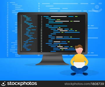 Digital java code text. Computer software coding vector concept. Programming coding script java, digital program code on screen illustration. Vector stock illustration. Digital java code text. Computer software coding vector concept. Programming coding script java, digital program code on screen illustration. Vector stock illustration.