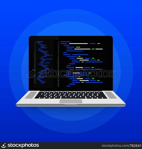 Digital java code text. Computer software coding vector concept. Programming coding script java, digital program code on screen illustration. Vector stock illustration.