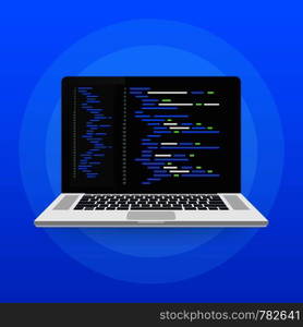 Digital java code text. Computer software coding vector concept. Programming coding script java, digital program code on screen illustration. Vector stock illustration.