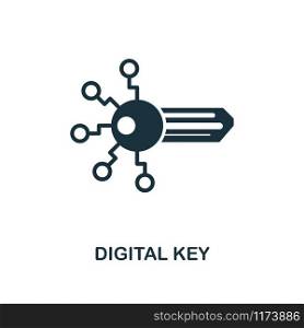 Digital Key icon. Monochrome style design from crypto currency collection. UI. Pixel perfect simple pictogram digital key icon. Web design, apps, software, print usage.. Digital Key icon. Monochrome style design from crypto currency icon collection. UI. Pixel perfect simple pictogram digital key icon. Web design, apps, software, print usage.