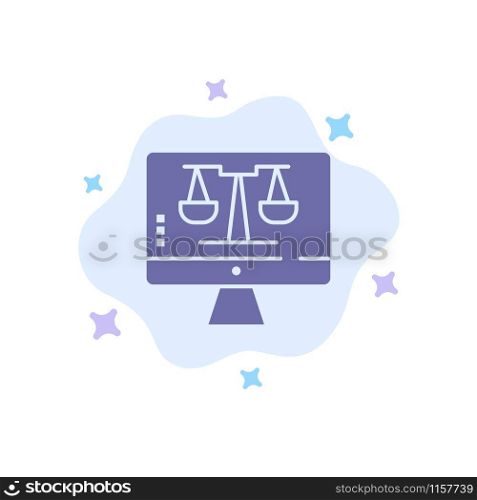 Digital Law Online, Computer, Technology, Screen Blue Icon on Abstract Cloud Background