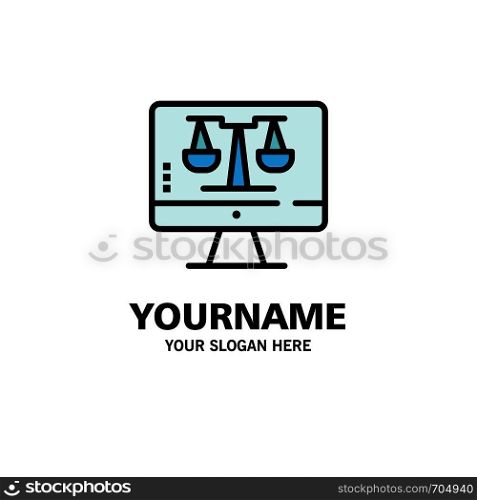 Digital Law Online, Computer, Technology, Screen Business Logo Template. Flat Color