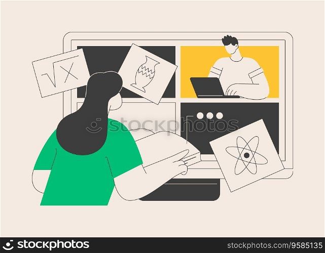 Digital learning abstract concept vector illustration. Digital distance education, elearning, flipped smart classroom, training courses, online teaching, video call, home office abstract metaphor.. Digital learning abstract concept vector illustration.