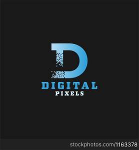 Digital letter d pixel logo design template