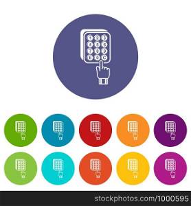 Digital lock icons color set vector for any web design on white background. Digital lock icons set vector color