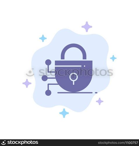 Digital, Lock, Technology Blue Icon on Abstract Cloud Background