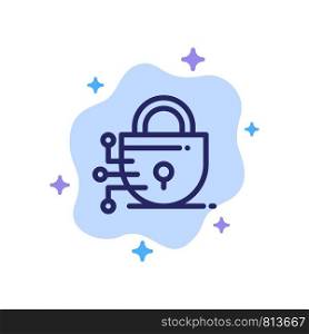 Digital, Lock, Technology Blue Icon on Abstract Cloud Background